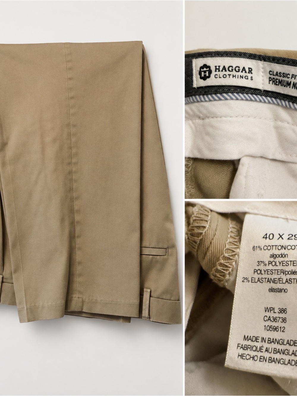 Haggar Classic Fit Premium No-Iron Khaki Pants Men’s 40x29